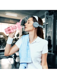 RIGID FITNESS Protein Shaker Bottle (500ml) Transparent - Leak-Proof Blender Bottle with Powder and Pill Storage Compartment - BPA Free Shaker (Light Pink)  - Image 5