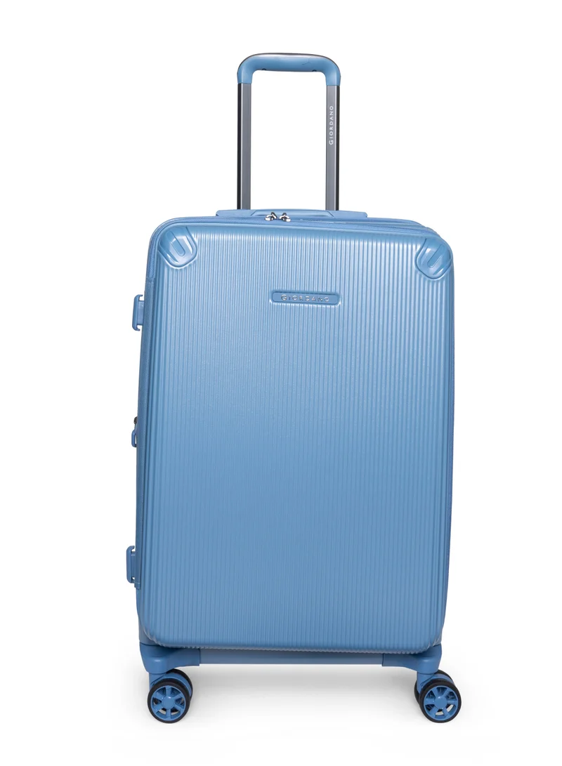 GIORDANO Giordano TitanX 24-Inch Check-In Luggage – Medium Hard Shell Trolley Suitcase with Extra Secure Lock, Expandable Luggage Design, 360° Double Spinner Wheels, Lightweight Unbreakable Travel Bag – Blue