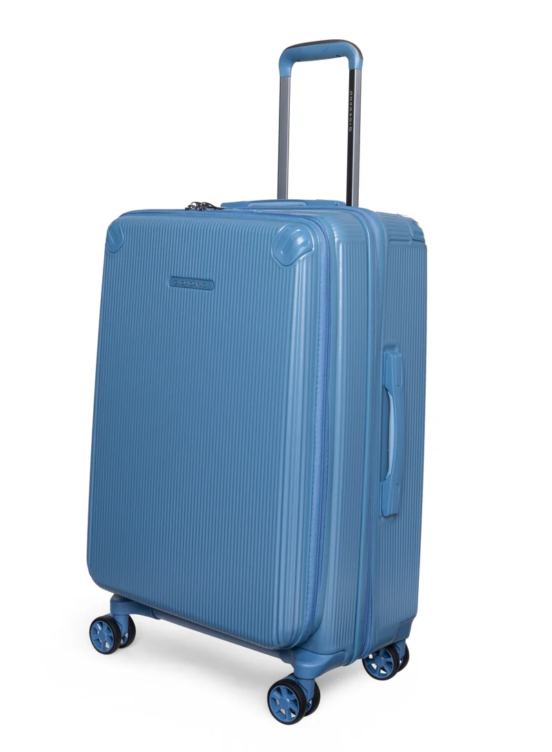GIORDANO Giordano TitanX 24-Inch Check-In Luggage – Medium Hard Shell Trolley Suitcase with Extra Secure Lock, Expandable Luggage Design, 360° Double Spinner Wheels, Lightweight Unbreakable Travel Bag – Blue