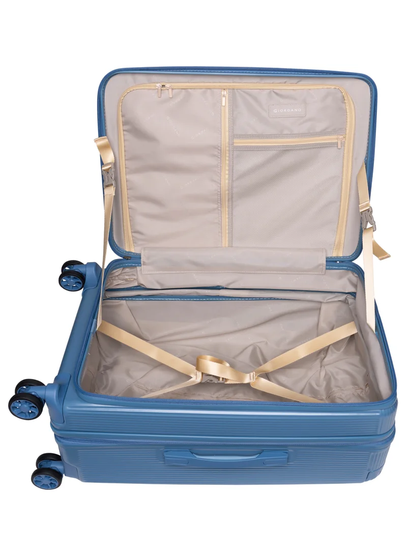 GIORDANO Giordano TitanX 24-Inch Check-In Luggage – Medium Hard Shell Trolley Suitcase with Extra Secure Lock, Expandable Luggage Design, 360° Double Spinner Wheels, Lightweight Unbreakable Travel Bag – Blue