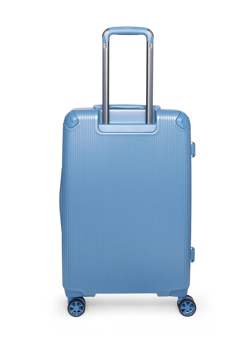 GIORDANO Giordano TitanX 24-Inch Check-In Luggage – Medium Hard Shell Trolley Suitcase with Extra Secure Lock, Expandable Luggage Design, 360° Double Spinner Wheels, Lightweight Unbreakable Travel Bag – Blue