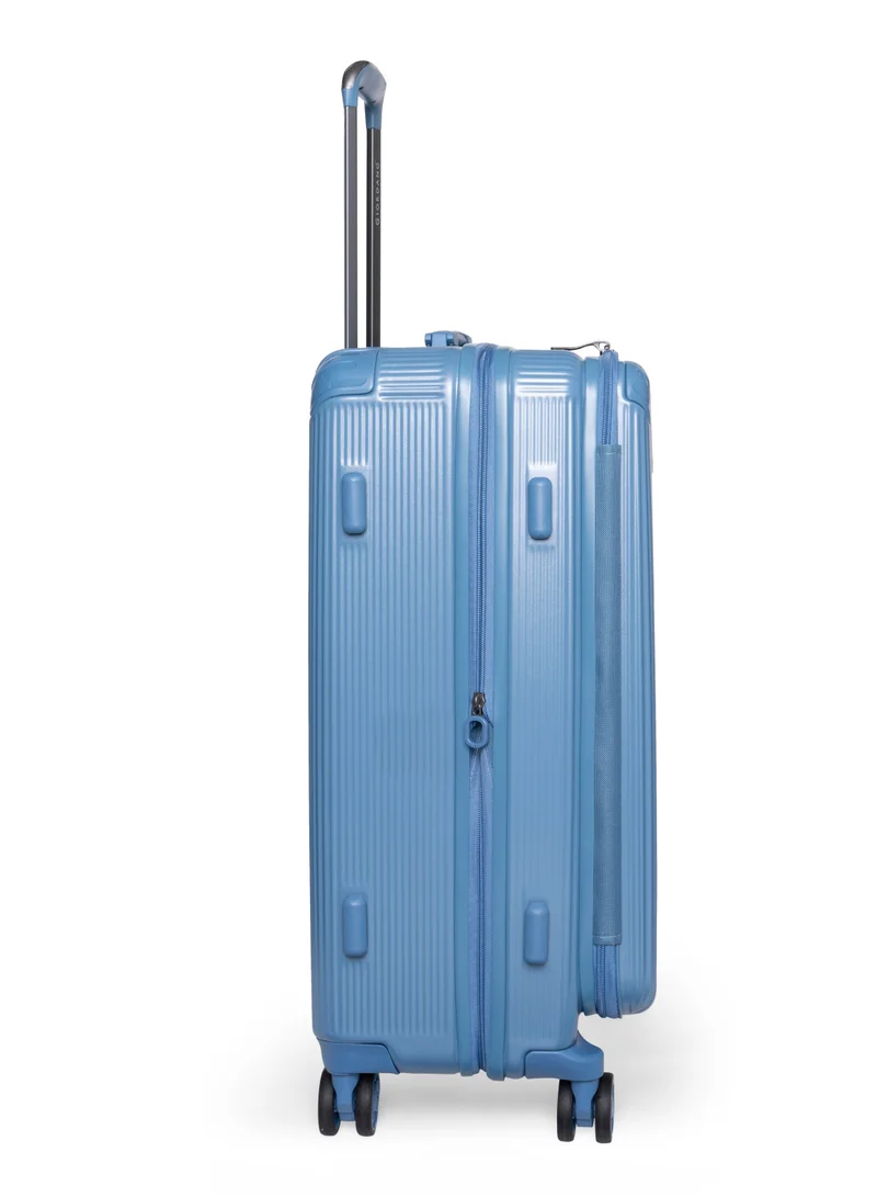GIORDANO Giordano TitanX 24-Inch Check-In Luggage – Medium Hard Shell Trolley Suitcase with Extra Secure Lock, Expandable Luggage Design, 360° Double Spinner Wheels, Lightweight Unbreakable Travel Bag – Blue