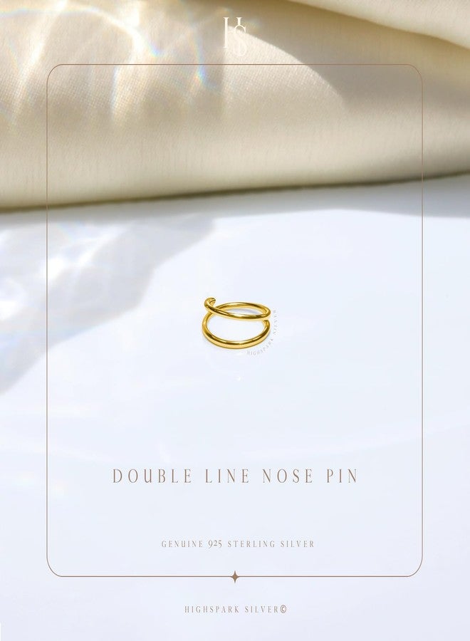 HighSpark 925 Silver Nose Ring for Women in 18K Gold Finish | 92.5 Sterling Silver & Stunning Shine | Lovely Gift for Women & Girls - Lined - Image 3