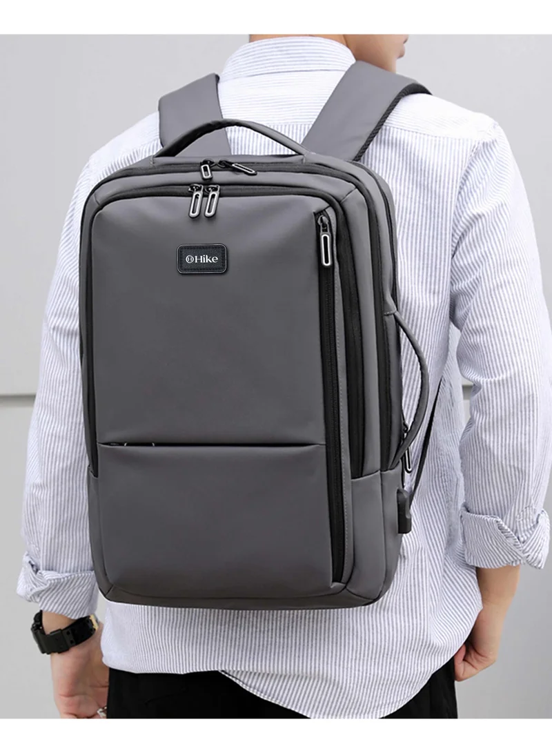 هايك Premium Durable 16.5-inch Backpack Water Resistant Laptop Daypack with Built in USB Port and Multi Compartments for Travel/Business/College/School, HK2102 - GREY