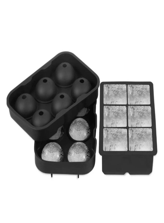 2pcs 6 Grid Ice Cube Molds Silicone Sphere Ice Ball Maker Mold with Funnel Square Ice Cube Tray Black - Image 4