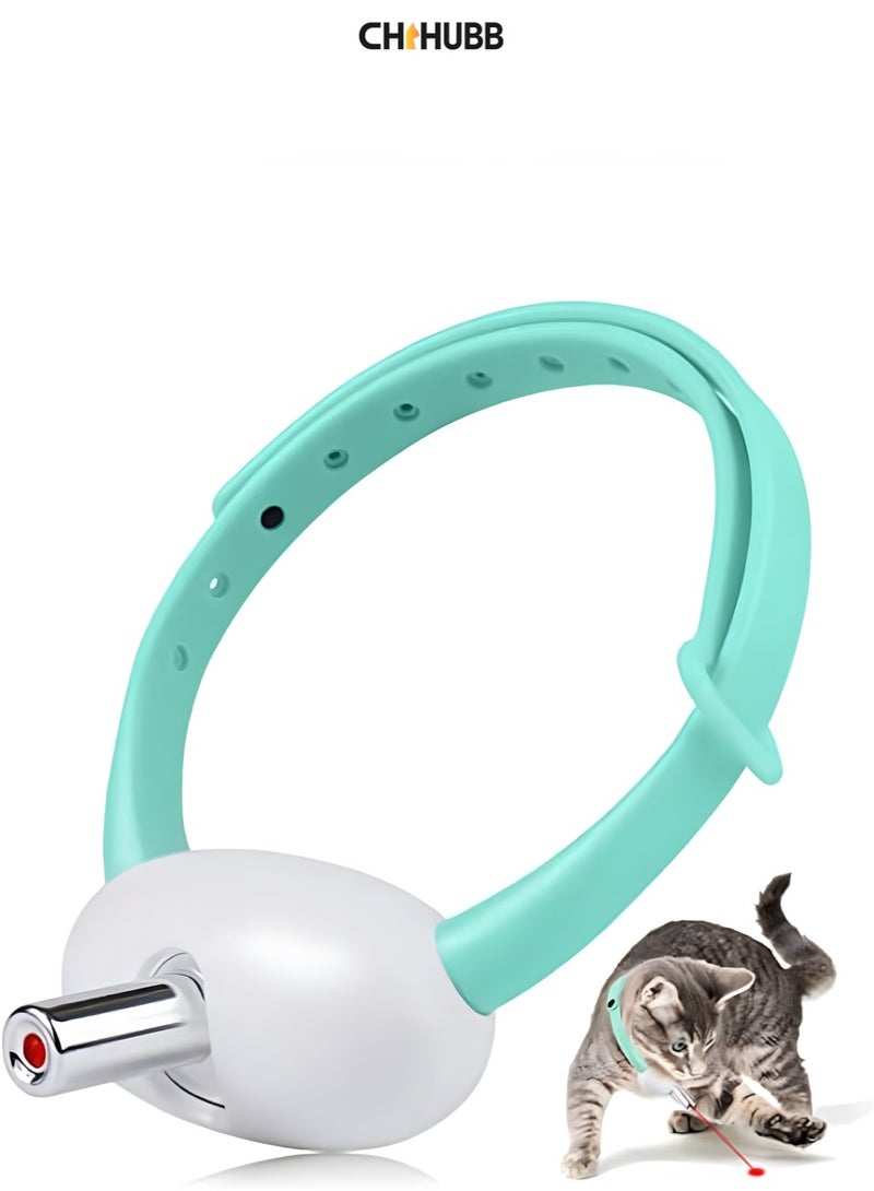 CHIHUBB LED Cat Collar Toy – USB Rechargeable Wearable Pet Toy with Automatic Light Movement, Hands-Free Indoor Play – Mint Green - Image 1