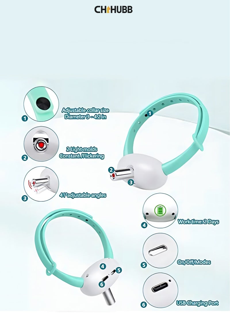 CHIHUBB LED Cat Collar Toy – USB Rechargeable Wearable Pet Toy with Automatic Light Movement, Hands-Free Indoor Play – Mint Green - Image 2