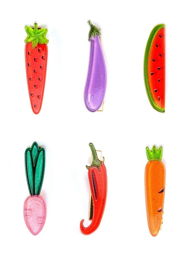 Hair Clips, Cute Hair Accessories Alligator Clips Bobby Pins, Kawaii Acrylic Barrettes with Metal Clips and Gift Box （6 Pack Fruit) - Image 1