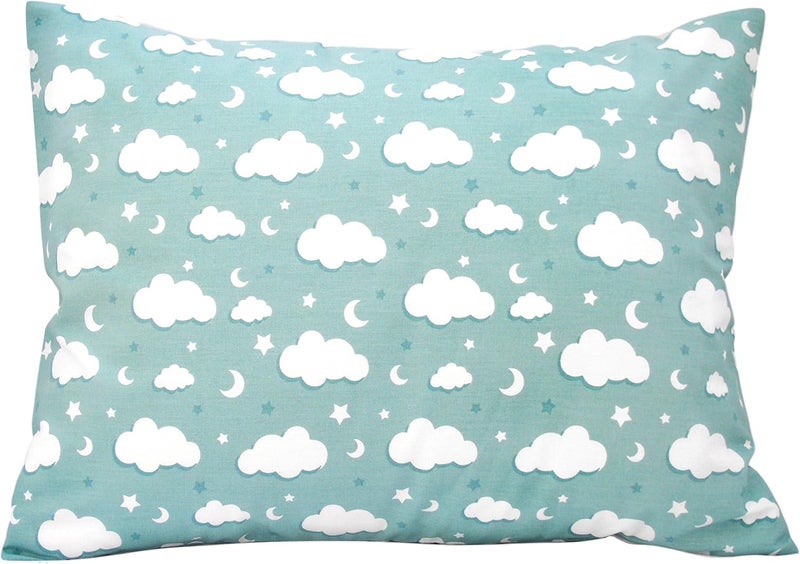 Comfy Turtles Toddler Pillowcase 13x18 - Moon Child Pillow Case, Cotton Toddler Pillowcase Star, Gray Star Travel Pillow Case Cover - Green Cloud Pillowcase - Image 1