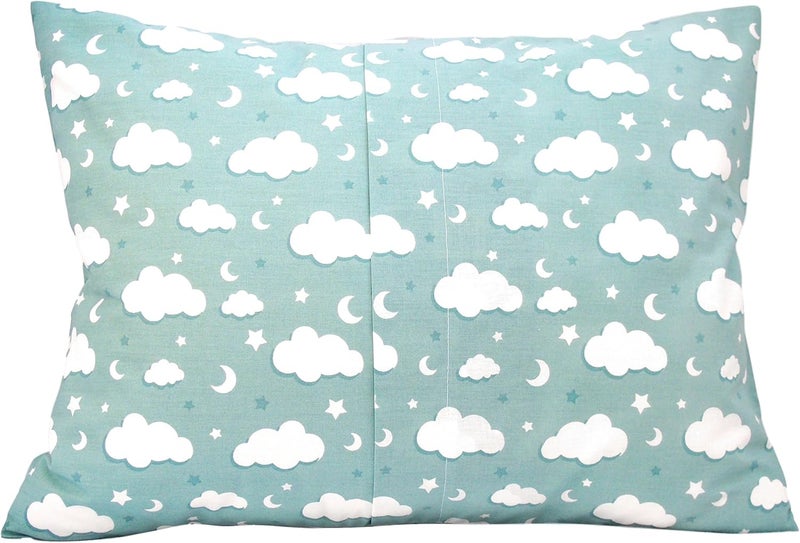 Comfy Turtles Toddler Pillowcase 13x18 - Moon Child Pillow Case, Cotton Toddler Pillowcase Star, Gray Star Travel Pillow Case Cover - Green Cloud Pillowcase - Image 2