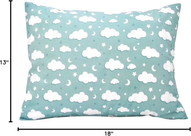 Comfy Turtles Toddler Pillowcase 13x18 - Moon Child Pillow Case, Cotton Toddler Pillowcase Star, Gray Star Travel Pillow Case Cover - Green Cloud Pillowcase - Image 3