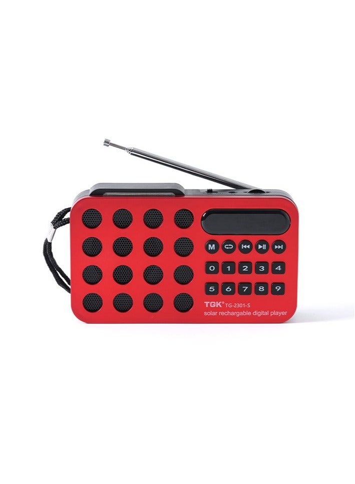 Mini Portable Pocket FM Radio Solar Charging Wireless Speakers Support USB TF Card Play Bluetooth-compatible FM Radio Receiver