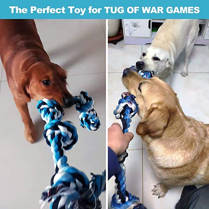 Agirav 5 Knot Dog Chew Rope + Dog Chew Toys + Puppy Teething Toys + Rope Dog Toy + Dog Toys for Small to Medium Dog Toys + Dog Toy Pack + Tug Toy + Dog Toy Set + Washable Cotton Rope for Dogs - Image 5