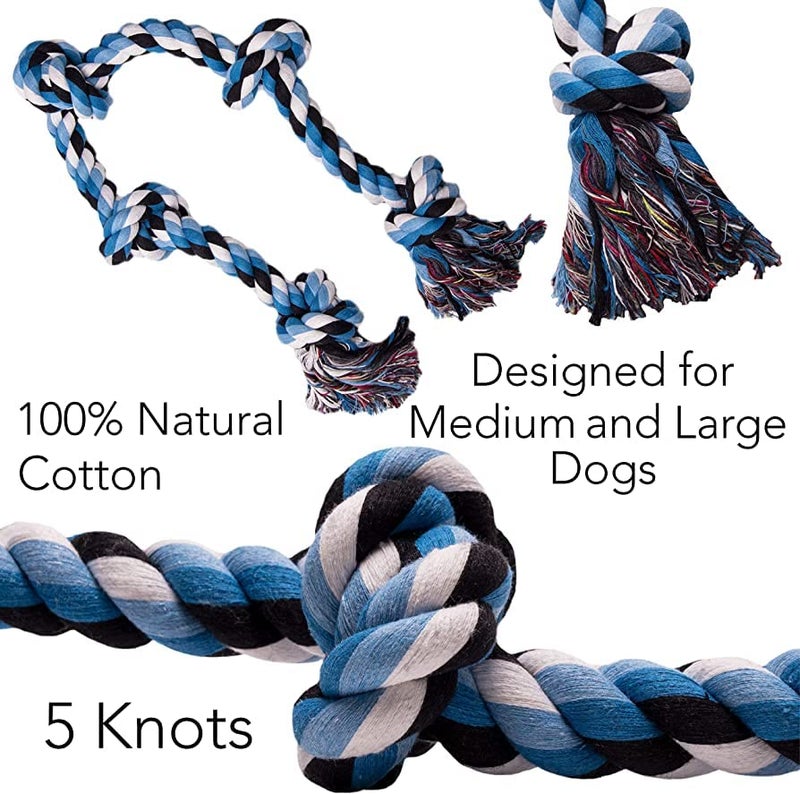 Agirav 5 Knot Dog Chew Rope + Dog Chew Toys + Puppy Teething Toys + Rope Dog Toy + Dog Toys for Small to Medium Dog Toys + Dog Toy Pack + Tug Toy + Dog Toy Set + Washable Cotton Rope for Dogs - Image 3