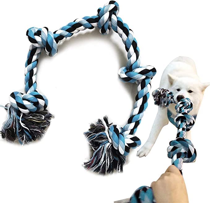 Agirav 5 Knot Dog Chew Rope + Dog Chew Toys + Puppy Teething Toys + Rope Dog Toy + Dog Toys for Small to Medium Dog Toys + Dog Toy Pack + Tug Toy + Dog Toy Set + Washable Cotton Rope for Dogs - Image 1