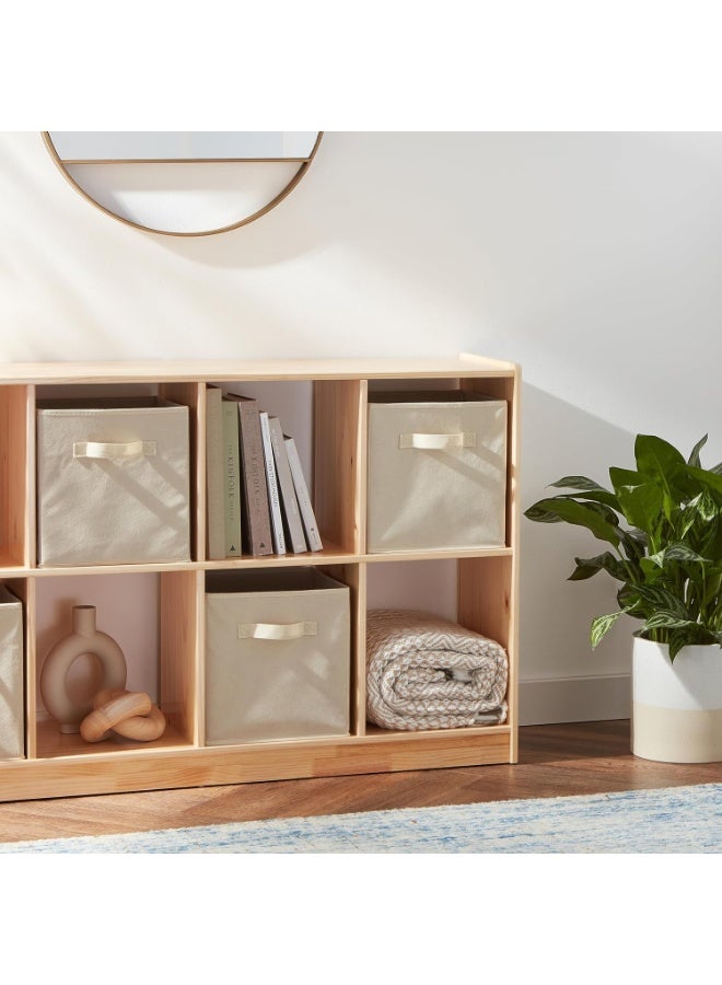 Collapsible Fabric Storage Cubes Organizer with Handles, Sturdy, Beige, 10.5-x-10.5-x-11-inch, Pack of 6 - Image 3