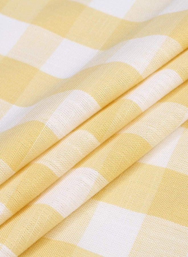 Bapawfish Yellow Buffalo Plaid Cafe Curtains Farmhouse Tiers Kitchen Curtain 24 Inches Long, Gingham Check Rod Pocket Half Window Short Drapes for Kitchens Bathroom, 28" x 24", Yellow/White, Set of 2 - Image 4