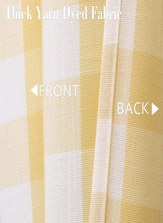 Bapawfish Yellow Buffalo Plaid Cafe Curtains Farmhouse Tiers Kitchen Curtain 24 Inches Long, Gingham Check Rod Pocket Half Window Short Drapes for Kitchens Bathroom, 28" x 24", Yellow/White, Set of 2 - Image 5