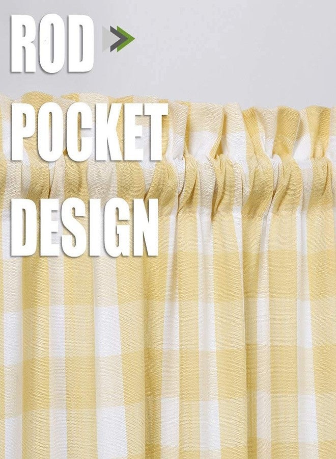 Bapawfish Yellow Buffalo Plaid Cafe Curtains Farmhouse Tiers Kitchen Curtain 24 Inches Long, Gingham Check Rod Pocket Half Window Short Drapes for Kitchens Bathroom, 28" x 24", Yellow/White, Set of 2 - Image 2
