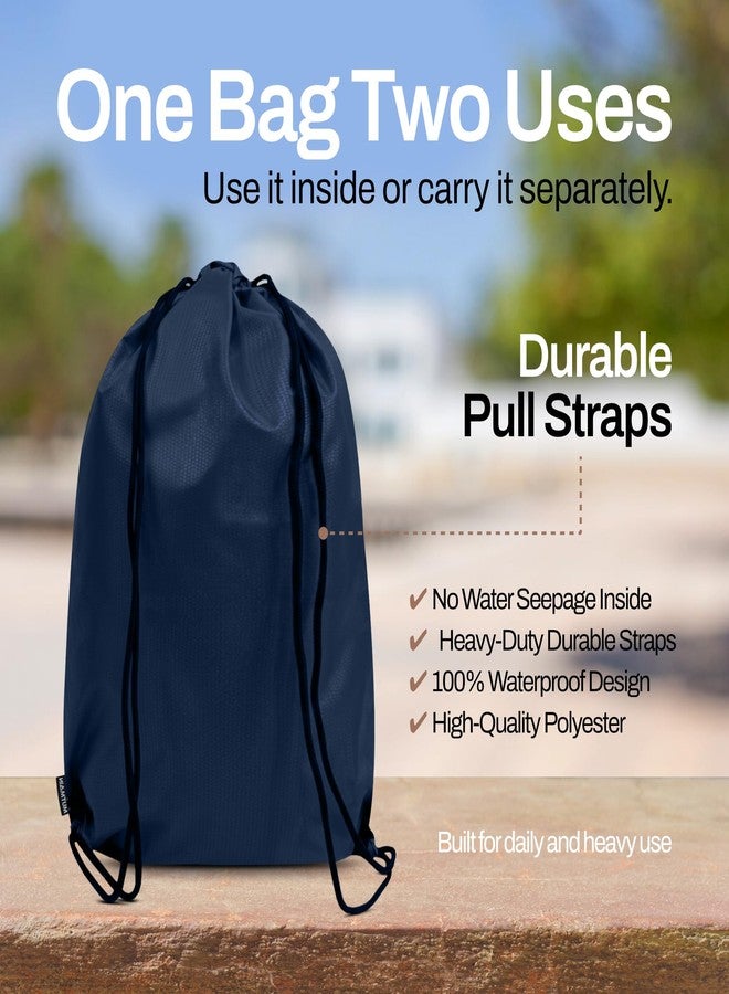 MUTMAIN Full Bag Cover Waterproof rain Cover for Backpack 20L to 50L with Storage Pouch, Drawstring Bag Design, All Side Covered Bags for School, Laptop, Travel and Camera with Shoulder Strap (Nblue) - Image 4