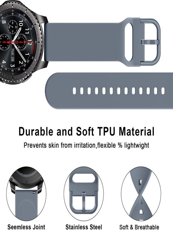 اي كي سوار ساعة AK لساعات Amazfit Bip 6/5 و Amazfit GTR 4/3 Pro / 3 / 2e / 2 / GTR الذكية مقاس 47 مم، سوار رياضي من السيليكون الناعم مقاس 22 مم متوافق مع ساعات Bip 6/5 و GTR 4 للرجال والنساء (أزرق رمادي) - Image 4