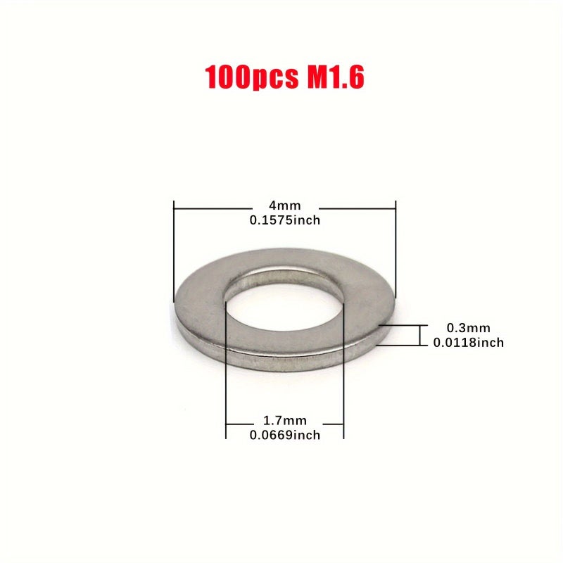 5pcs M16 304 Stainless Steel Flat Washers Durable Rust Resistant Assorted Sizes - Image 3