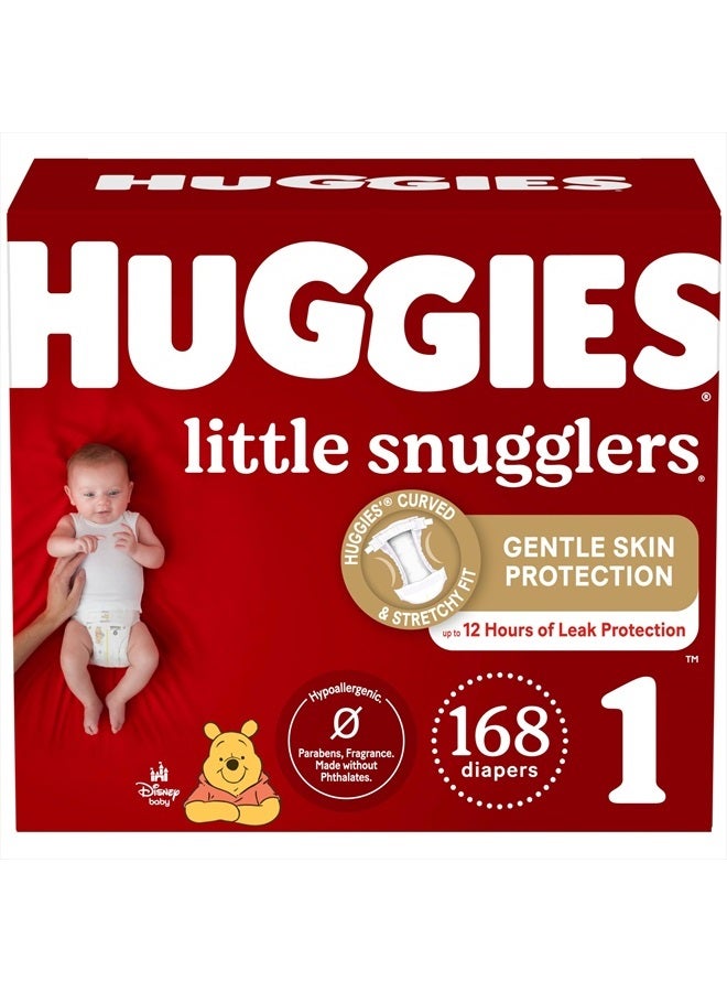 Huggies Size 1 Diapers, Little Snugglers Diapers, (8-14 lbs), 168 Count, Newborn - Image 1