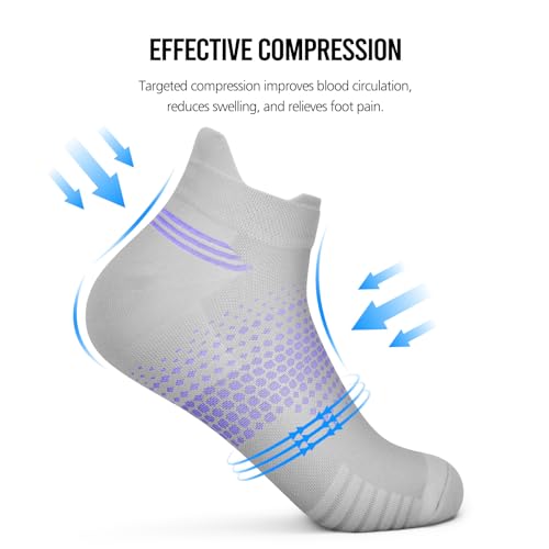 PAPLUS Ankle Compression Socks for Women 6 Pairs, Running Socks with Heel Tab, Cushioned Low Cut Athletic Socks - Image 5