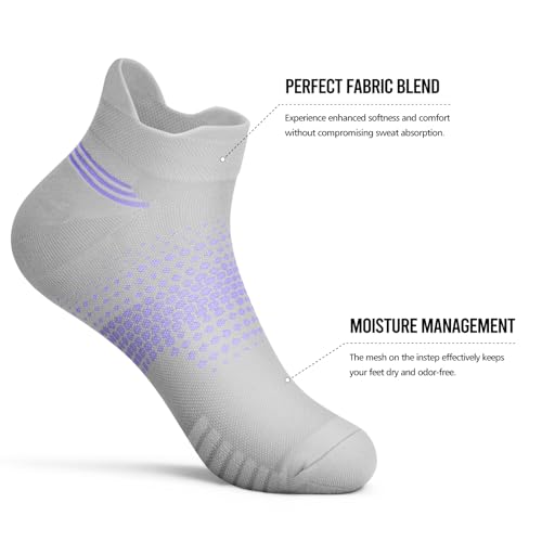 PAPLUS Ankle Compression Socks for Women 6 Pairs, Running Socks with Heel Tab, Cushioned Low Cut Athletic Socks - Image 3