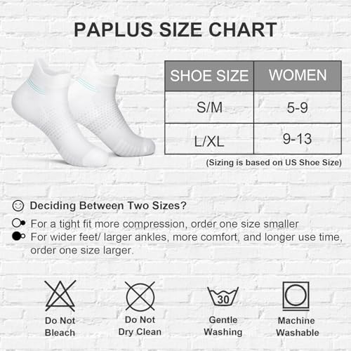 PAPLUS Ankle Compression Socks for Women 6 Pairs, Running Socks with Heel Tab, Cushioned Low Cut Athletic Socks - Image 2