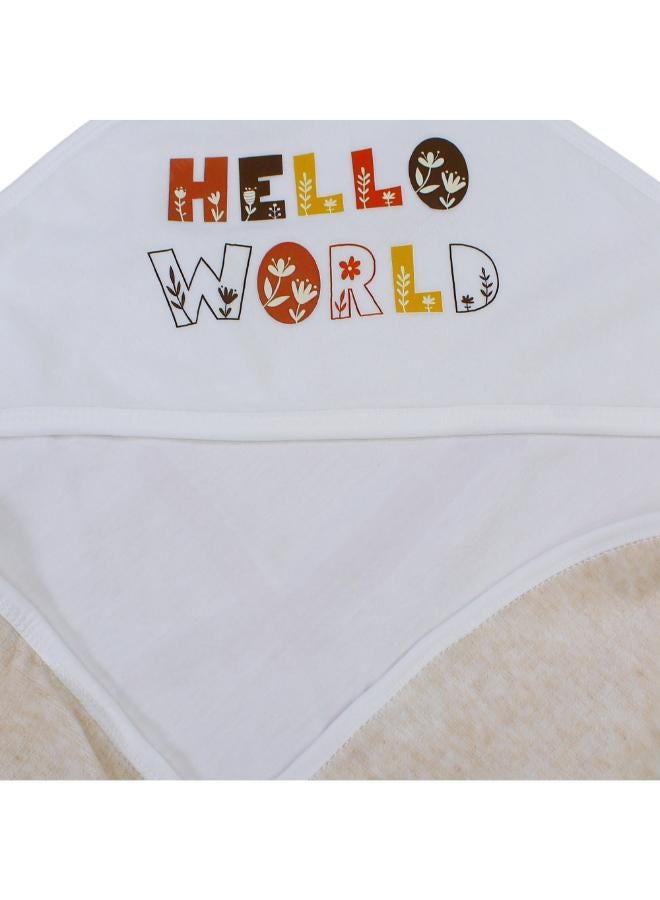 Berceau Velvet Baby Blanket – Off-White/Beige with “Hello World” Design - Image 2