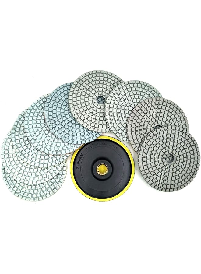 إيروريكس مجموعة من 10 قطع من وسادات التلميع الماسية 4 بوصات للتلميع الجاف والرطب للجرانيت والحجر والخرسانة والرخام - Image 1