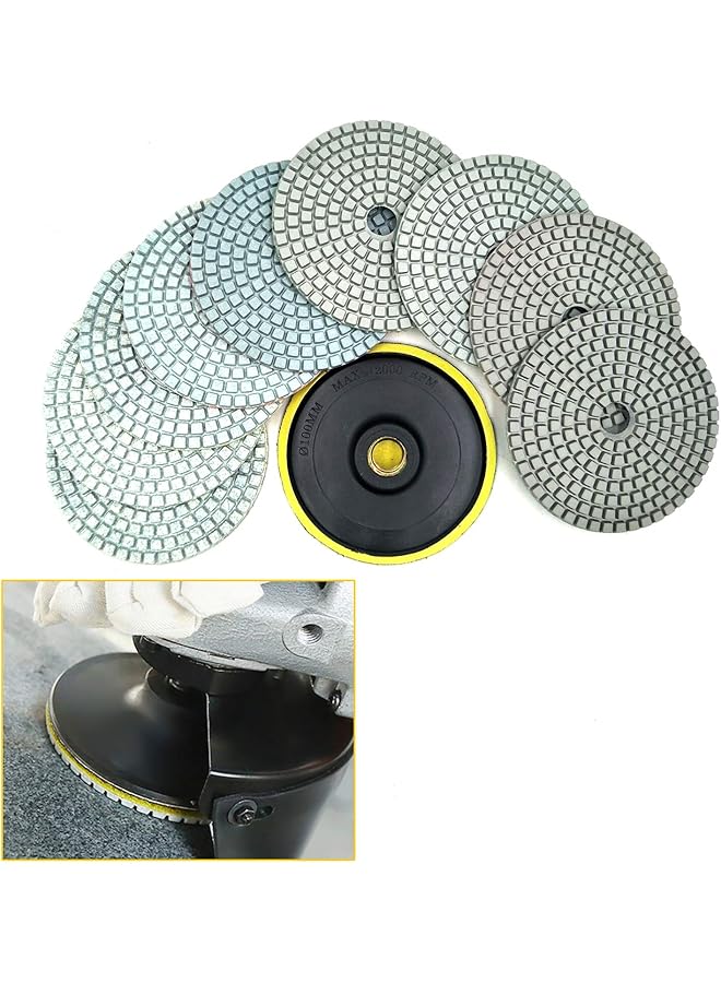 إيروريكس مجموعة من 10 قطع من وسادات التلميع الماسية 4 بوصات للتلميع الجاف والرطب للجرانيت والحجر والخرسانة والرخام - Image 4