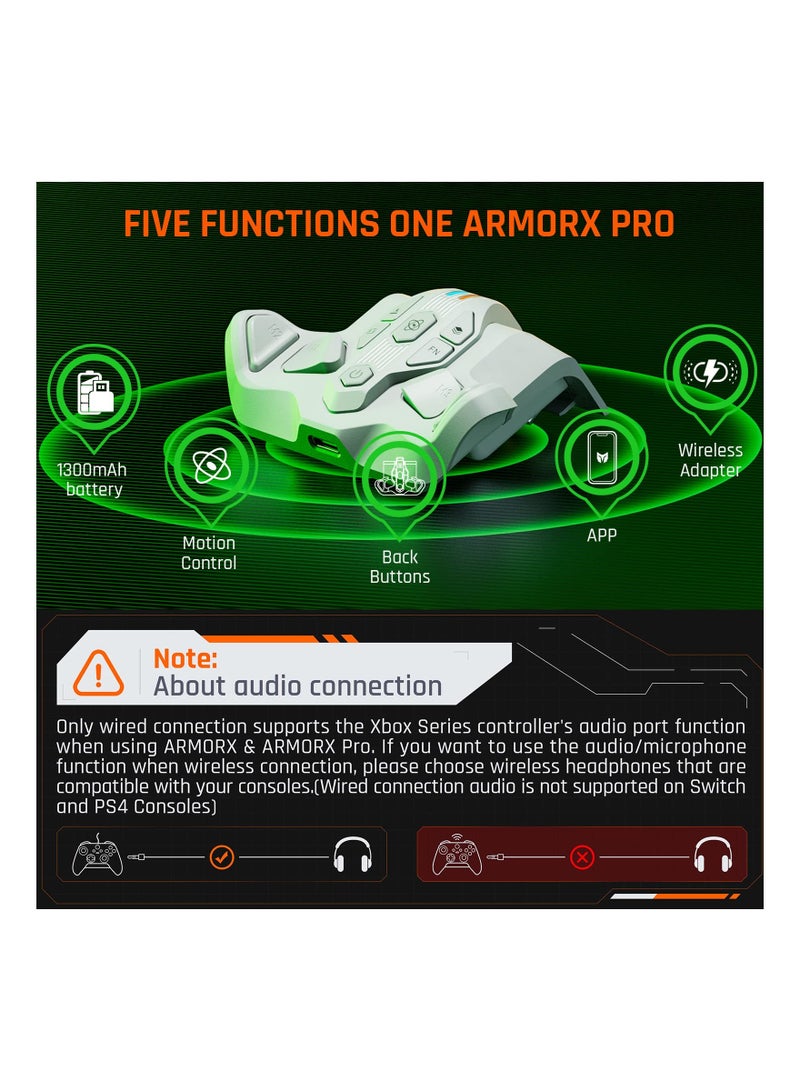 SOLARAE Wireless Back Button Attachment fit for Xbox Series X|S Controller, Armor-X Pro Mod Pack Playing on Xbox Series X|S/Xbox One/Switch/Win, 6 Axis Gyro Motion Aim, Macro Controller Paddles(1 Pack) - Image 3