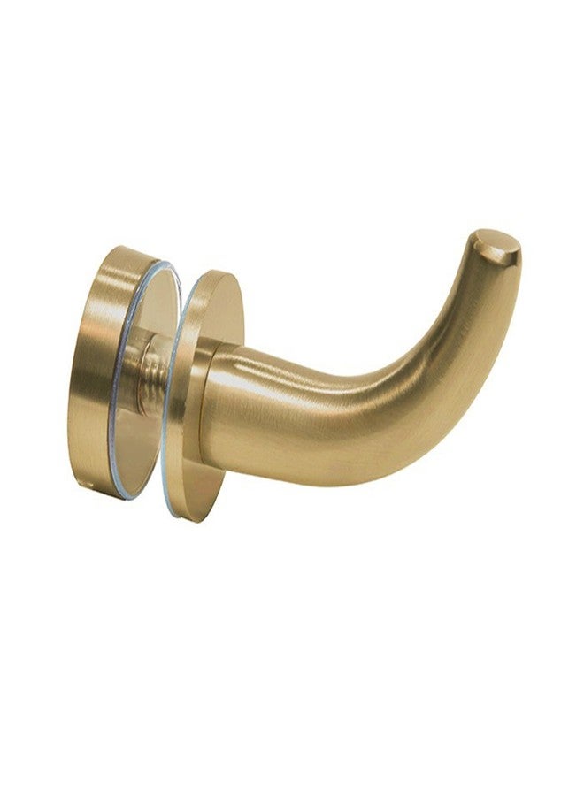 BRIXWELL BRH1SB Designer Robe Hook for 5/16" to 1/2" (8 to 12mm) Glazing Thickness Satin Brass Finish - Image 1
