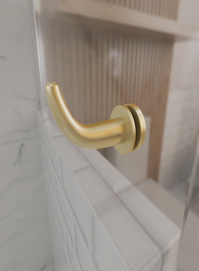 BRIXWELL BRH1SB Designer Robe Hook for 5/16" to 1/2" (8 to 12mm) Glazing Thickness Satin Brass Finish - Image 5