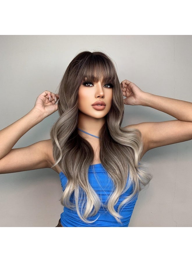 ISHINE Long Curly Wig للنساء Ombre العسل الشقراء مع الجذر الداكن الماء الموجة - Image 2