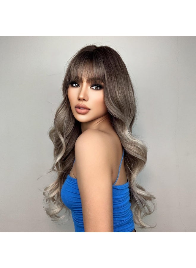 ISHINE Long Curly Wig للنساء Ombre العسل الشقراء مع الجذر الداكن الماء الموجة - Image 3