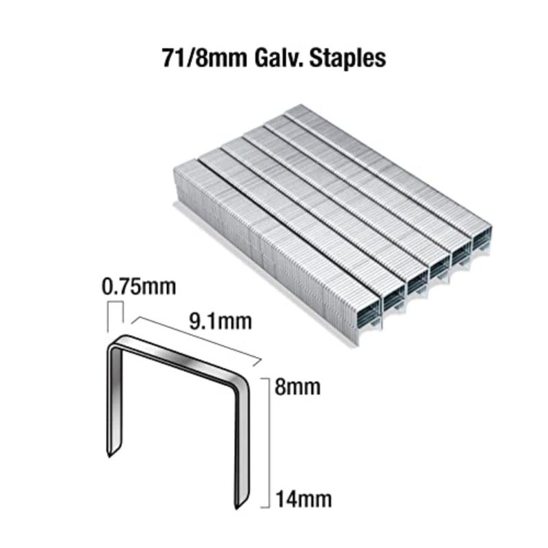 0368 Type 71/8 mm Galvanised Upholstery Staples, Pack of 20, 000, Silver Pack of 20, 000 - Image 3