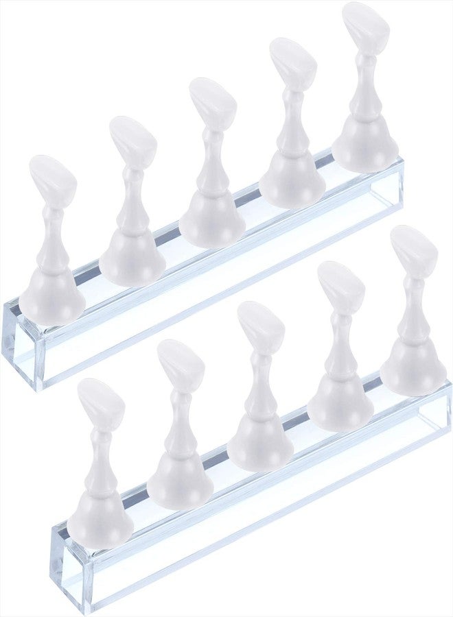 Blulu 2 Sets Acrylic Nail Display Stand Nail Tip Practice Holder Magnetic Nail Practice Stand Fingernail DIY Nail Art Stand for False Nail Tip Manicure Tool Home Salon Use (White) - Image 1
