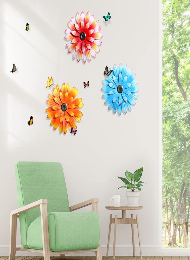 Hotop 3 Pcs Metal Flower Wall Art 3D Metal Daisy Wall Decor Multiple Layer Hanging Flower Rustic Farmhouse Boho Style Decorations for Indoor Outdoor Home Living Room Office Garden, 8 Inches(Vivid) - Image 4