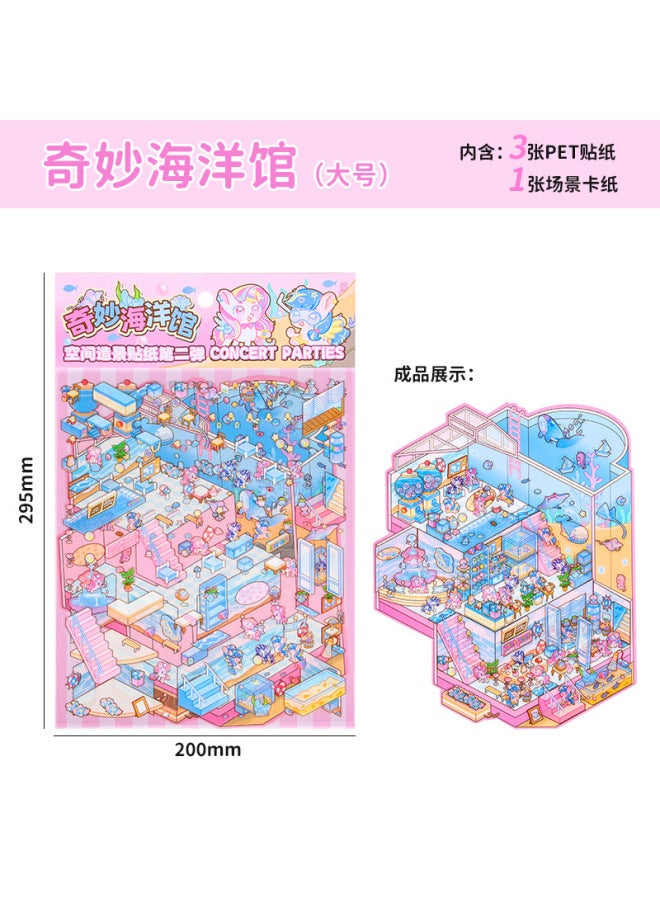 HELPS Creative Cartoon Large Size Landscaping Stickers 3d Three-dimensional Miniature Scene Collage Cute Decompression Diy Stickers - Image 1