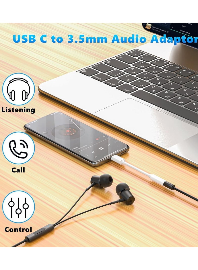 محول سماعة رأس USB من النوع C إلى مقبس سماعة رأس أنثى مقاس 3.5 مم، كابل صوت AUX من النوع C إلى محول صوت مقاس 3.5 مم متوافق مع Samsung Galaxy S22 S21 S20 Ultra وS10 S9 Plus وNote 20 10 وiPad Pro وMacBook - Image 2