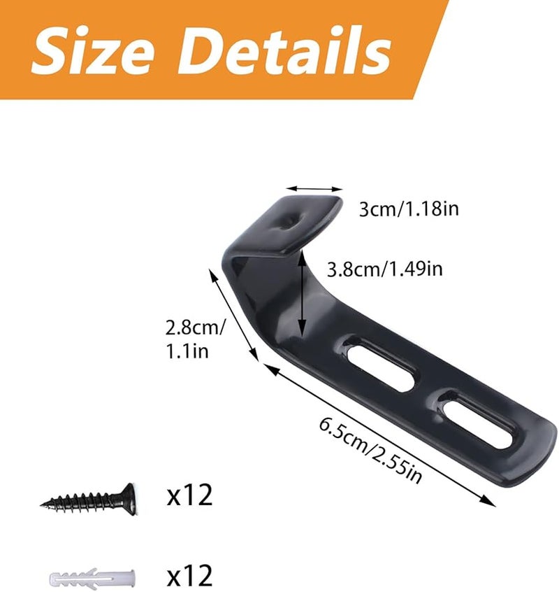 موروبور 4 قطع خطافات سلم سرير بطابقين ثقيلة مطلية بولي فينيل كلوريد أسود أجهزة أقواس - Image 3