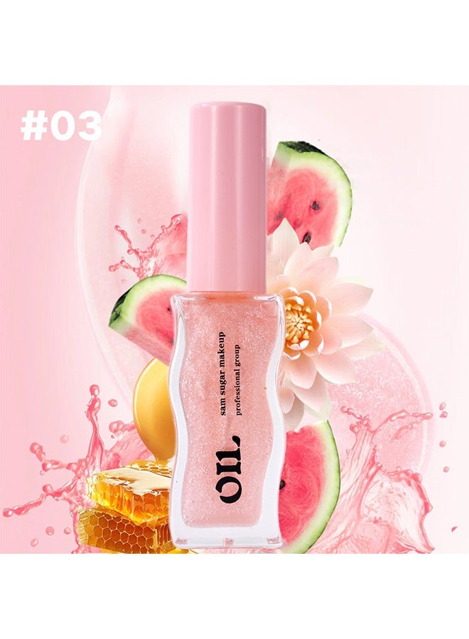 سكر سام زيت الشفاه ، ملمع شفاه مرطب بزيت الشفاه بالعسل برائحة العسل الاستوائية ، تركيبة عالية اللمعان غير لزجة للشفاه الجافة ، # 03 الخوخ - Image 2