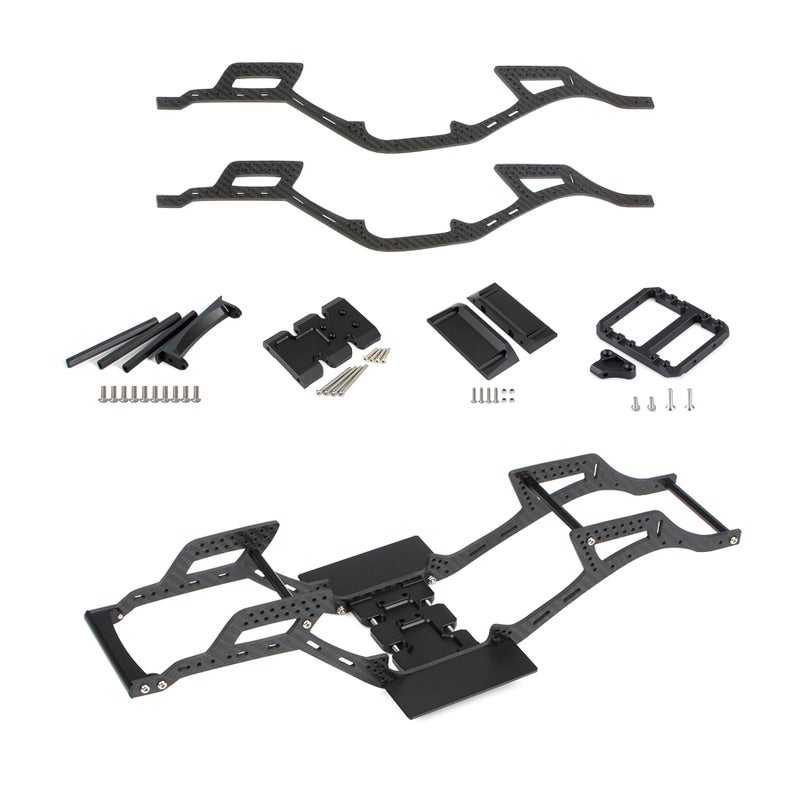 AMK Carbon Fiber SCX10 Chaissis Frame Rails DIY 313mm Wheelbass 110 RC Crawler Body LCG Builder Kit with Servo Mount Axial SCX10 I II Upgrades 5 in 1 - Image 3