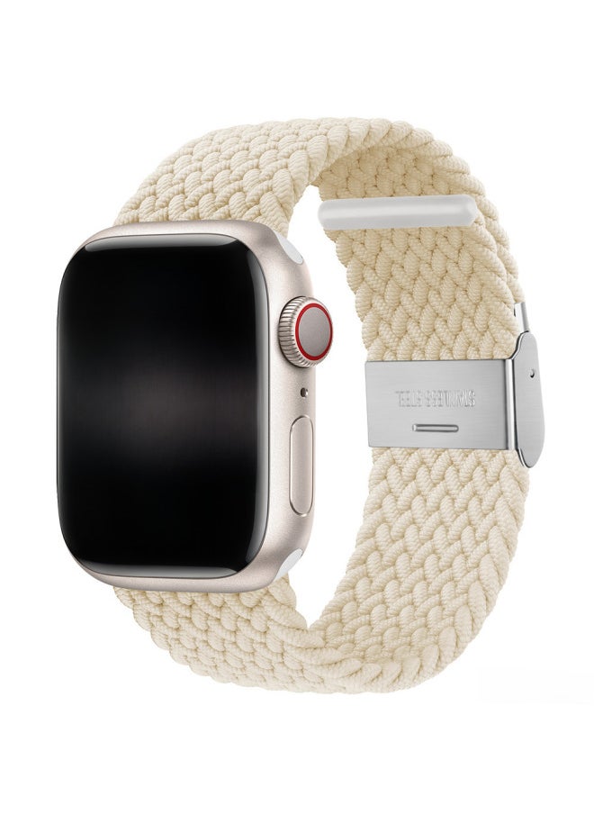 Generic - Suitable For Iphone789 Generation Watch Buckle Adjustable Woven Strap IWatch Se Single-loop Elastic Wristband-Color:35# Lime-Specifications:42/44/45/49/46mm - Image 1