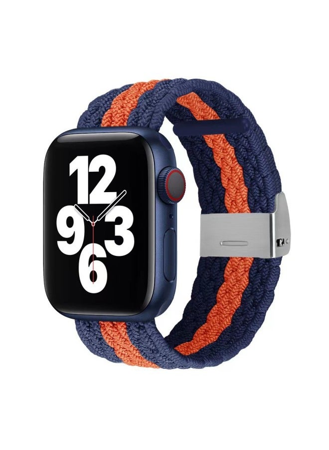 Generic - Suitable For Iphone789 Generation Watch Buckle Adjustable Woven Strap IWatch Se Single-loop Elastic Wristband-Color:35# Lime-Specifications:42/44/45/49/46mm - Image 1