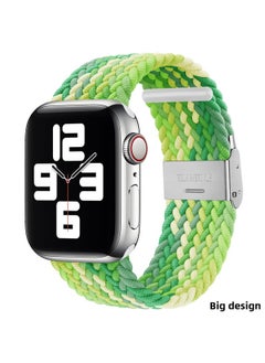 Suitable For Iphone789 Generation Watch Buckle Adjustable Woven Strap IWatch Se Single-loop Elastic Wristband-Color:35# Lime-Specifications:42/44/45/49/46mm