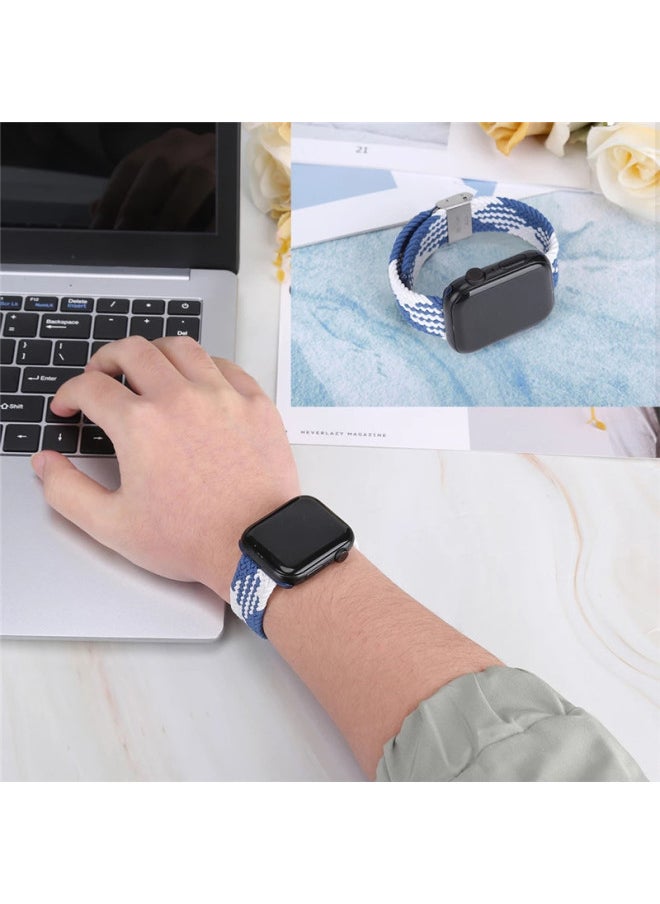 Generic - Suitable For Iphone789 Generation Watch Buckle Adjustable Woven Strap IWatch Se Single-loop Elastic Wristband-Color:35# Lime-Specifications:42/44/45/49/46mm - Image 1